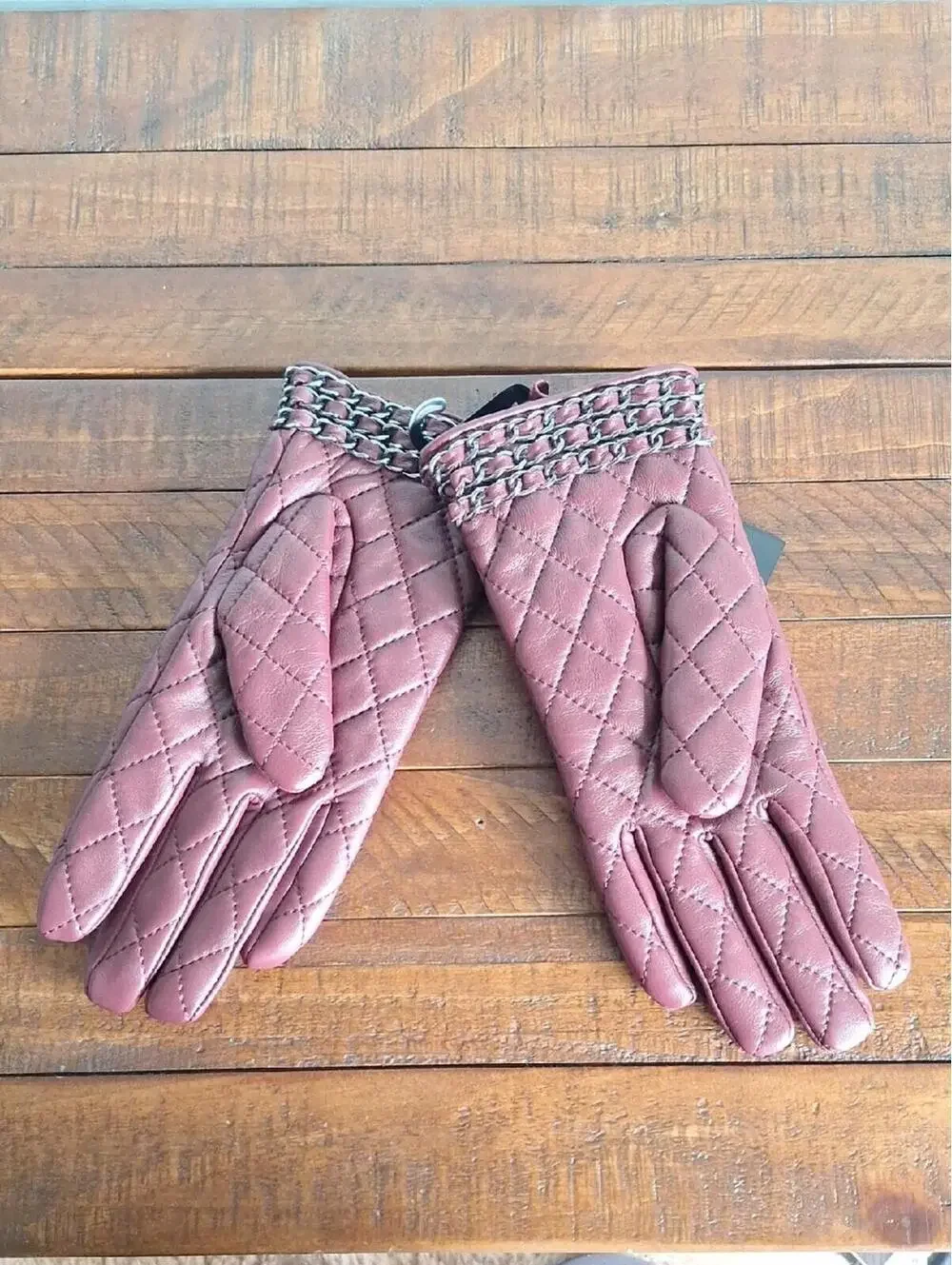 Nwt Badgley Mischka Burgandy Sheep Leather Fashion Glove